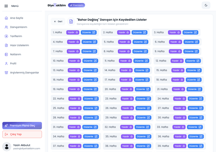 Geçmiş Listeleri Görüntüleme