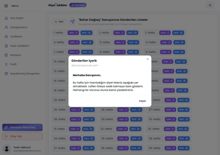 Gönderilen Listeleri Görüntüleme